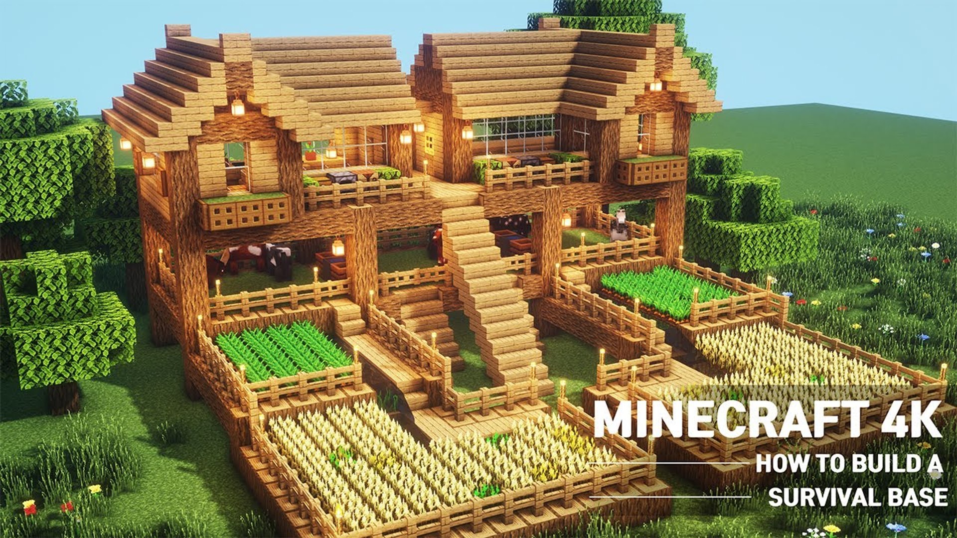 Minecraft   OAK SURVIVAL BASE HOUSE TUTORIALï½œHow to Build in Minecraft 20