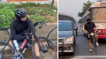 Hero Ajith Cycling In Hyderabad హైదరాబాద్ రోడ్డుపై చాయ్ తాగుతూ కనిపించిన స్టార్ హీరో..!!