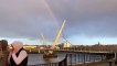 Rainbow over the Peace Bridge in Derry
