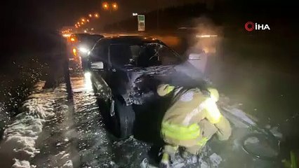 Bugün aldığı otomobili alev alev yandı