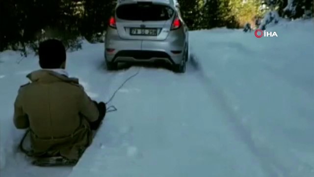 Yüksek kesimlerde karın keyfini böyle yaşadılar