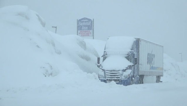 Heavy snow buries roads in the Cascade Mountains