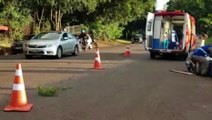 Motociclista fica ferido após colisão traseira, na Rua Jacarezinho na Região do Lago