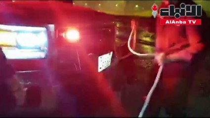 عملية انقاذ مركبة عائلة علقت في البر الواقع على طريق الدائري السابع