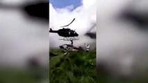 لحظة تحطم هليكوبتر أثناء إنقاذ ركاب طائرة أخرى