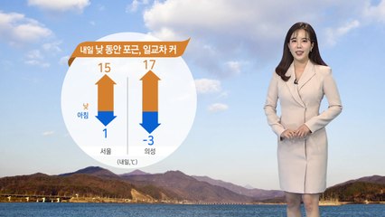 [날씨] 내일 낮 동안 포근...일교차 커 / YTN