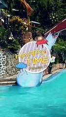 a slide from a 10 feet swimming pool