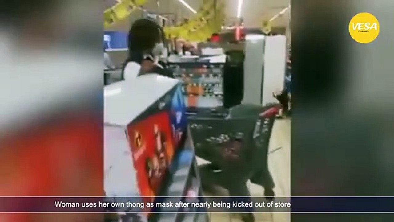 Woman uses her own thong as mask after nearly being kicked out of store
