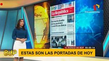 Pamela Acosta leyendo las portadas del dia en Buenos dias Peru
