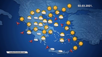 Η πρόγνωση του καιρού για την Τρίτη 02-03-2021