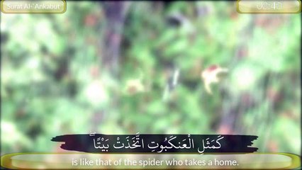 مَثَلُ الَّذِينَ اتَّخَذُوا مِن دُونِ اللَّهِ أَوْلِيَاءَ كَمَثَلِ الْعَنكَبُوتِ اتَّخَذَتْ بَيْتًا