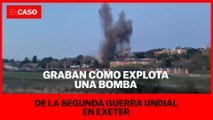 Graban como explota una bomba de la Segunda Guerra Mundial en Exeter