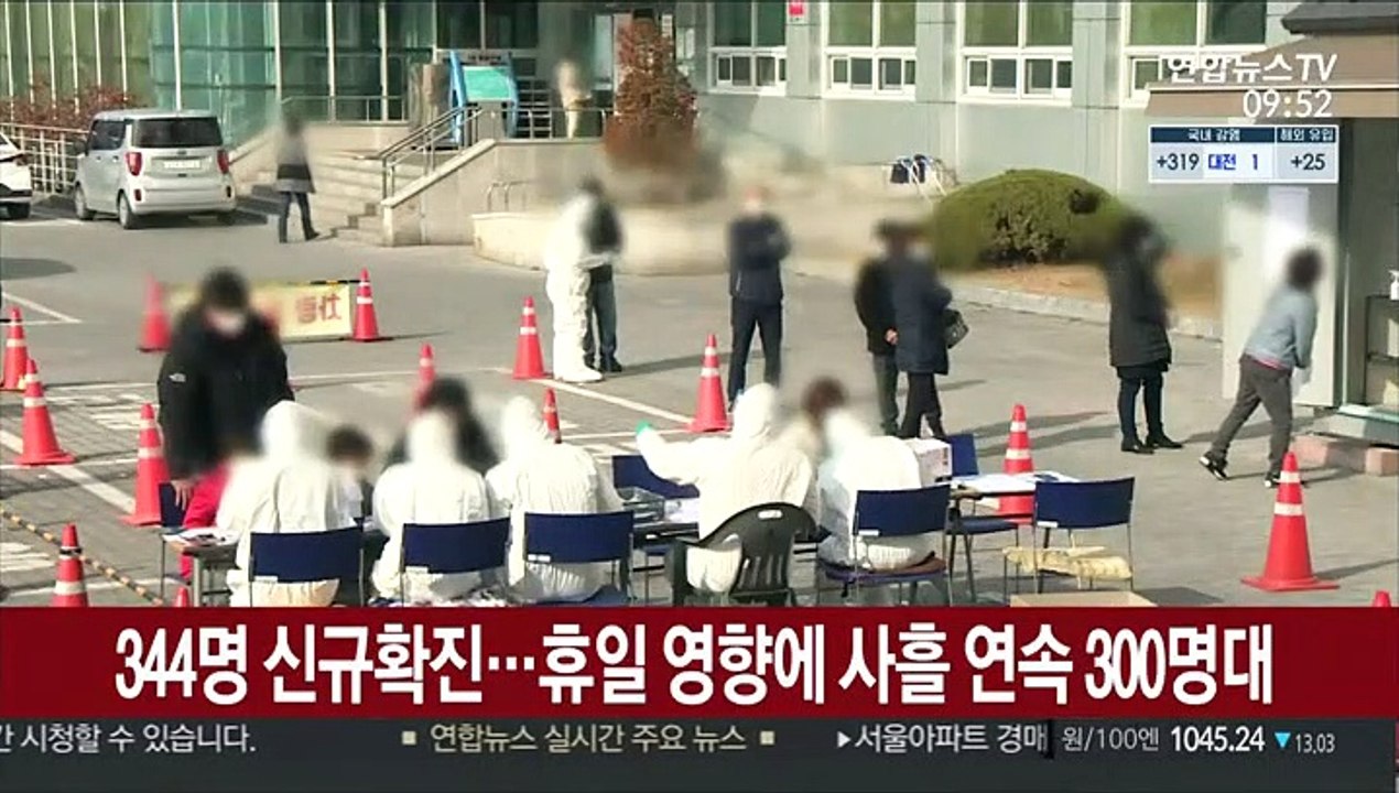 344명 신규확진…휴일 영향에 사흘 연속 300명대