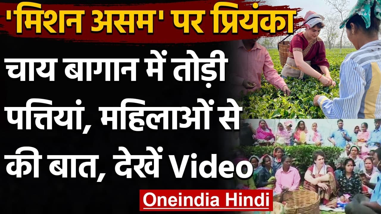 Assam: Tezpur में Tea Garden में मजदूरों संग Priyanka Gandhi ने तोड़ी Tea Leaves | वनइंडिया हिंदी