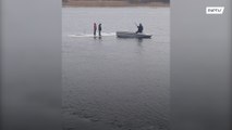 Boys rescued adrift on an ice block on Dnieper River