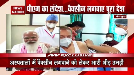 Defence Minister Rajnath Singh administer covid vaccine dose