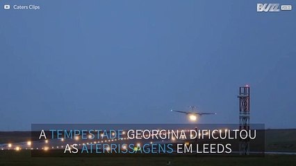 Aviões enfrentam chuva e vento forte em Leeds