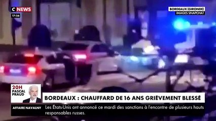 Bordeaux - Les images choc d'un jeune homme de 16 ans au volant d'une voiture sur qui la police ouvre le feu après une course-poursuite et qui refuse d'obtempérer