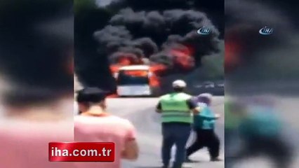 Yolcu otobüsü cayır cayır yandı!