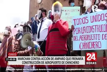 Ciudadanos y autoridades marcharon contra la acción de amparo que frenaría la ejecución de Aeropuerto Chinchero