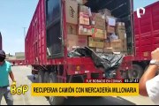 Recuperan camión con mercadería robaba en Comas
