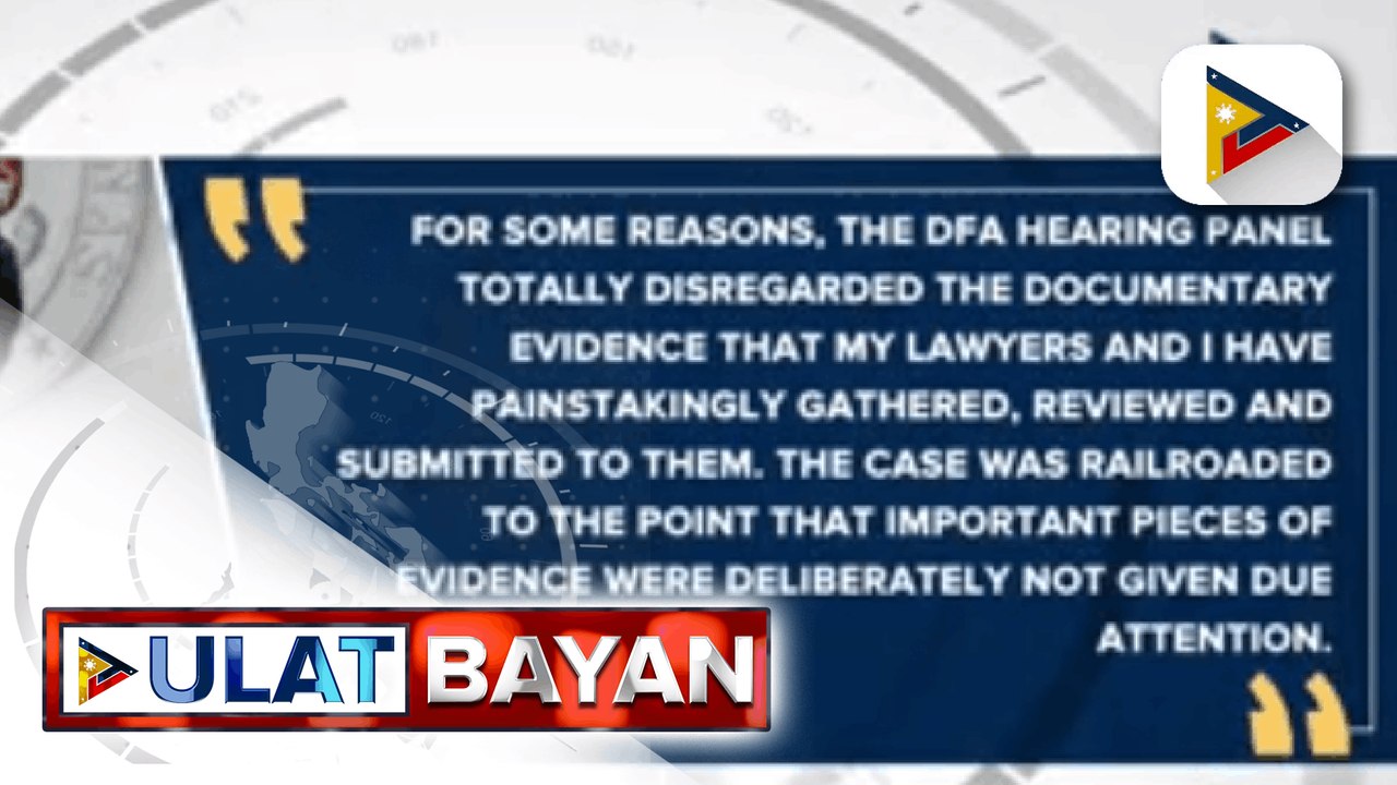 Dating PHL Amb. to Brazil na si Mauro, nanindigang 'mishandled' ang kanyang kaso