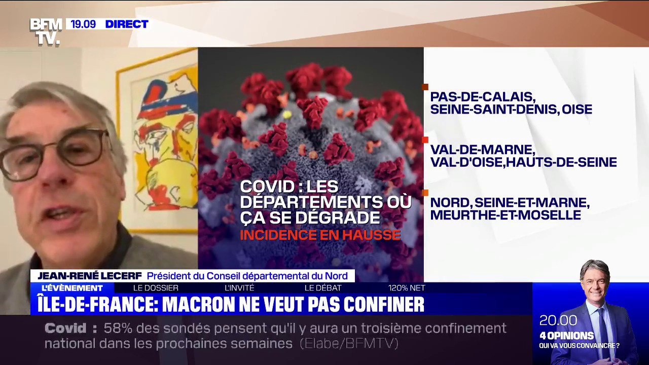 Jean-René Lecerf, président du conseil départemental du Nord: "Dans le département du Nord, un confinement global n'aurait pas de sens"