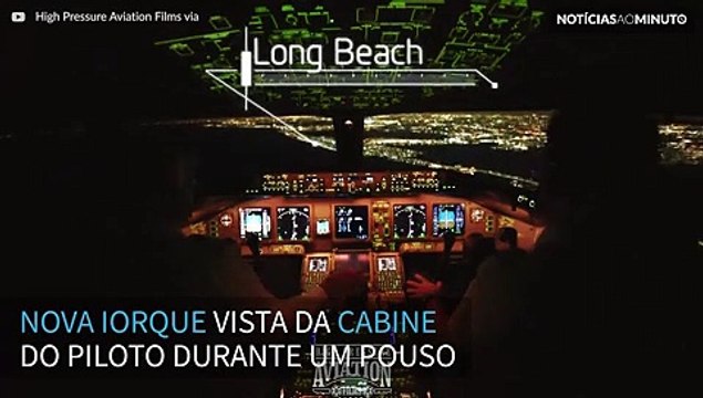 Incrível pouso em Nova Iorque visto da cabine do piloto