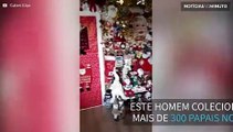 Homem decora casa com mais 300 Papais Noéis!