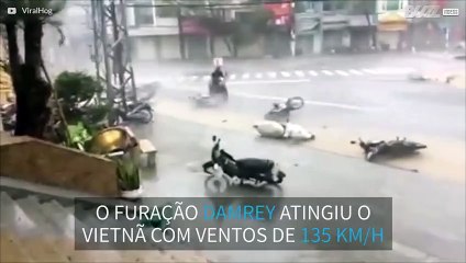 Imagens mostram o impacto do Furacão Damrey no Vietnã