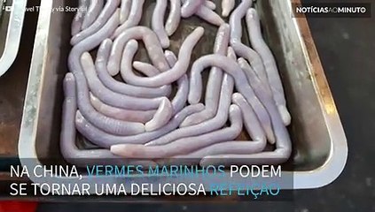 Bizarros vermes marinhos se transformam em refeição na China
