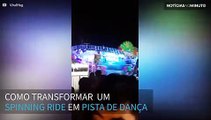 Rapaz decide usar brinquedo de parque de diversões de uma nova forma