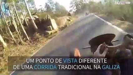 Corrida tradicional da Galiza é filmada de um capacete