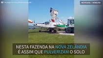 Avião de fertilizante pousa em estrada rural íngrime na Nova Zelândia