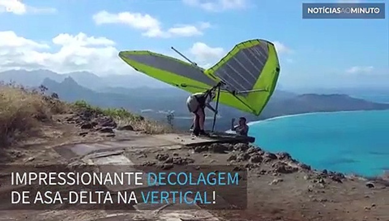 Asa-delta faz decolagem impressionante na vertical