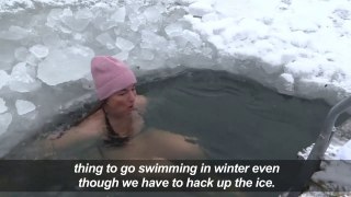 Sweden office workers relax with lunchtime icy swim.