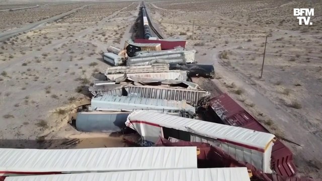 Désert californien: le spectaculaire accident d'un train de marchandises