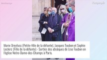 Obsèques de Lise Toubon : Jacques Toubon entouré, Claude Chirac et son mari présents