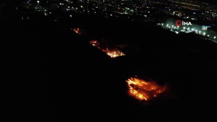 Tuzla'da yangın çıkan fabrika havadan görüntülendi