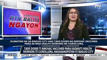 7,800 doses ti Sinovac vaccines para kadagiti health workers iti Cordillera, nakasangpeten iti Baguio City