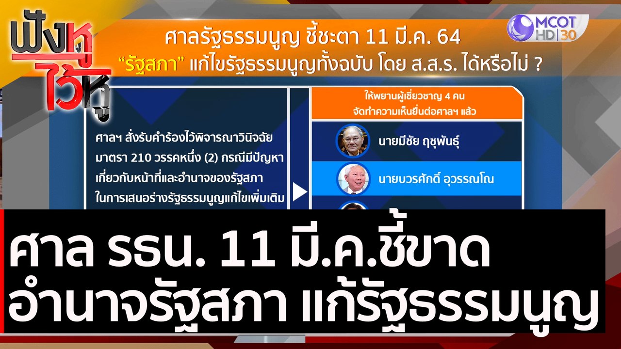 ศาล รธน. 11 มี.ค. ชี้ขาด อำนาจรัฐสภา แก้รัฐธรรม...