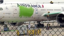 Roissy: des militants de Greenpeace repeignent un avion en vert