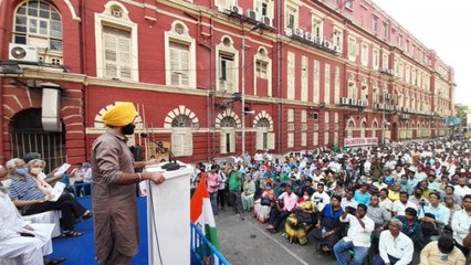 Скачать видео: Farmers' protest at Kolkata against new agri laws