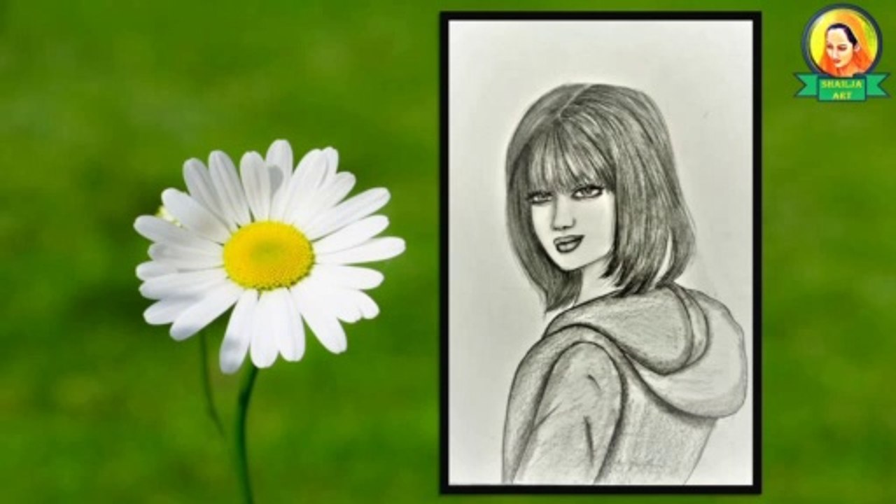 How to draw a girl with beautiful hairstyle | girl with hairstyle drawing | girl with hoodie drawing