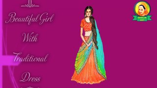 How to Draw a Girl with Beautiful Traditional dress | how to draw a beautiful Indian woman