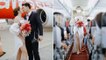This Bride Got Married Onboard a Flight and Wore the Prettiest Off-the-Shoulder Wedding Gown