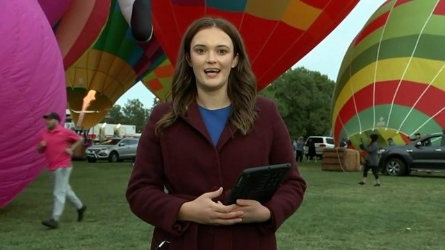 Dozens of hot air balloons taking off today in Canberra