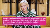 Katy Perry Cradles Baby Daisy, 6 Months,While Rocking A Swimsuit On The Beach InHawaii