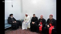لقاء تاريخي في النجف بين البابا والمرجع الديني العراقي علي السيستاني