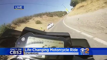 Direksiyonu kitlenen motosiklet uçuruma yuvarlandı!